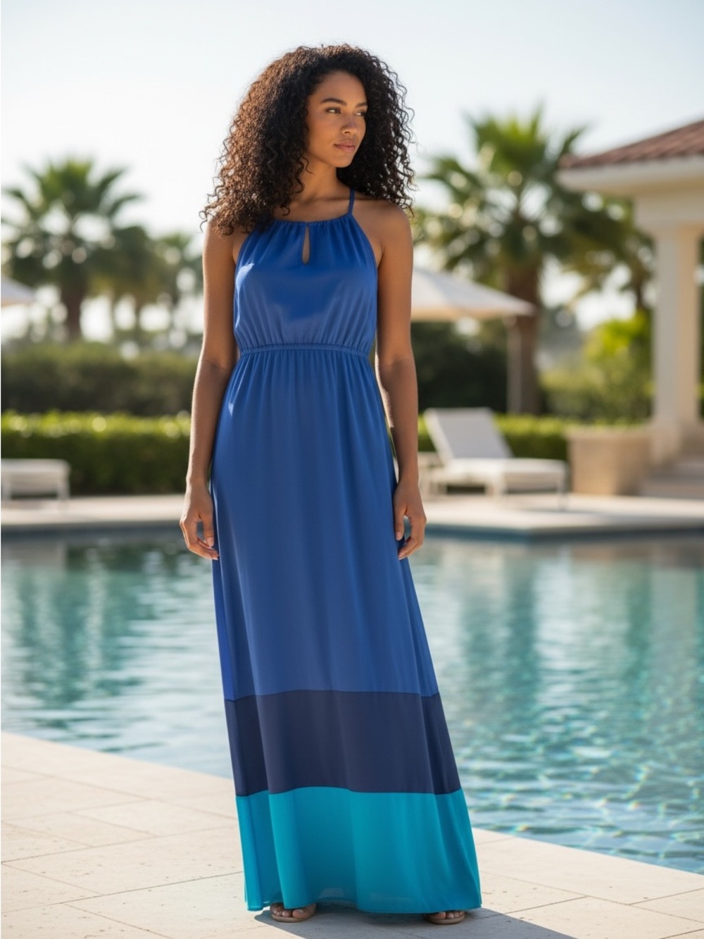 Old Navy Blue Colorblock Maxi Dress